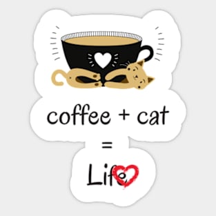 Cat and coffee for cat lovers Sticker